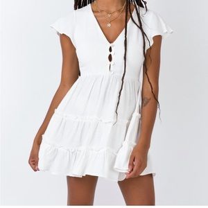 Off white capped sleeve dress